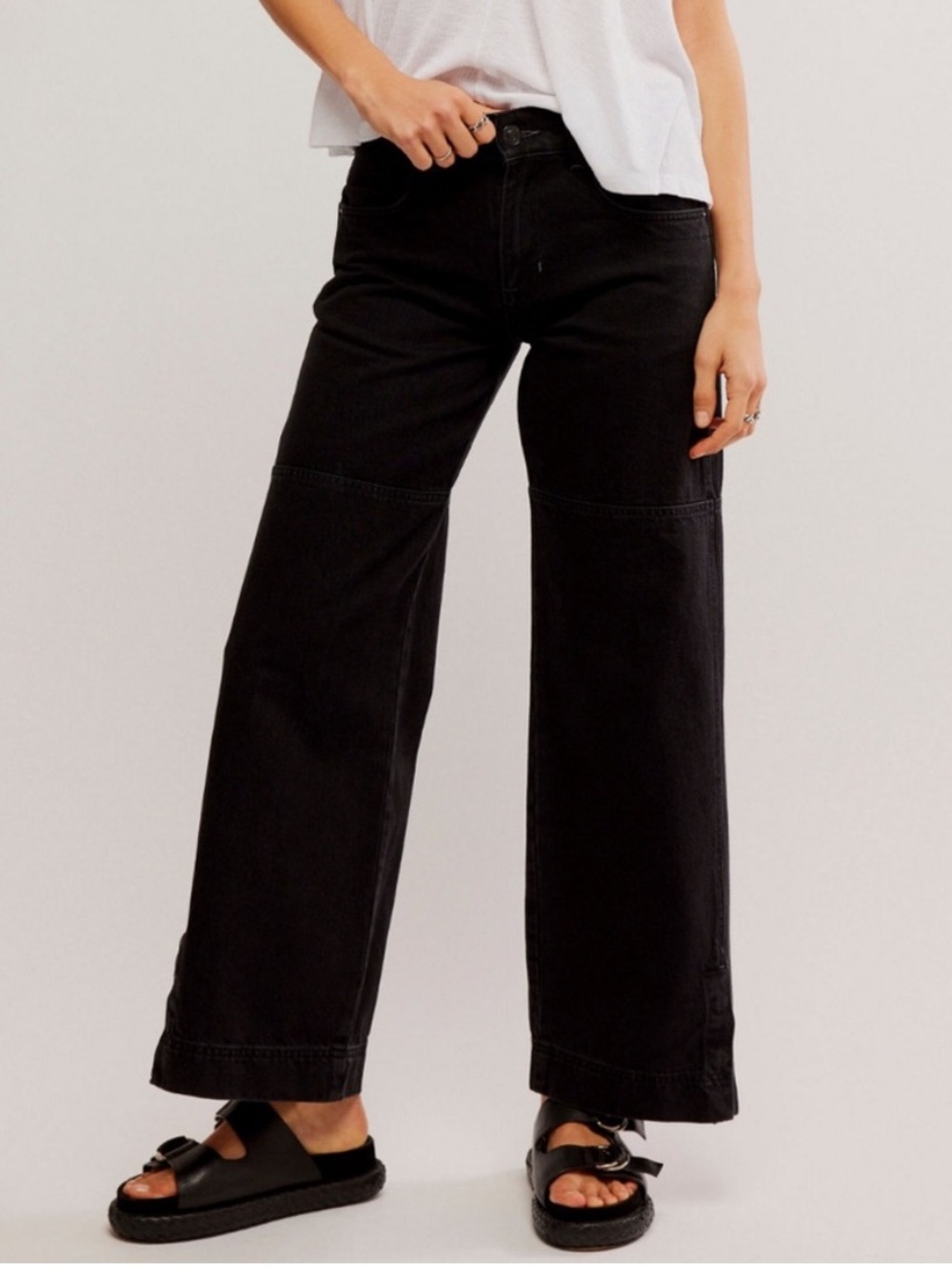 We The Free *FREE PEOPLE* wide leg black denim 100% cotton jeans